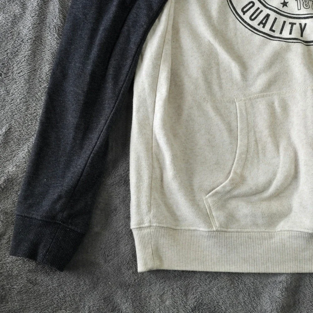 Levis Mens Hoodie Medium Gray‎ White Raglan Graphic Logo Sweatshirt 3LGLK2080